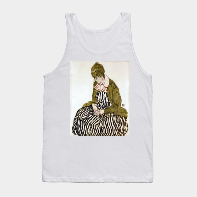 Egon Schiele Edith with Striped Dress, Sitting Tank Top by pdpress